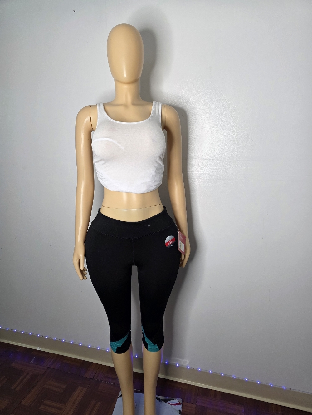 Fila Black And Green High-Waist Leggings with White Logo Size US/M